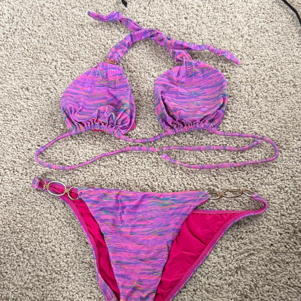 Vibrant Pink and Purple Bikini Set